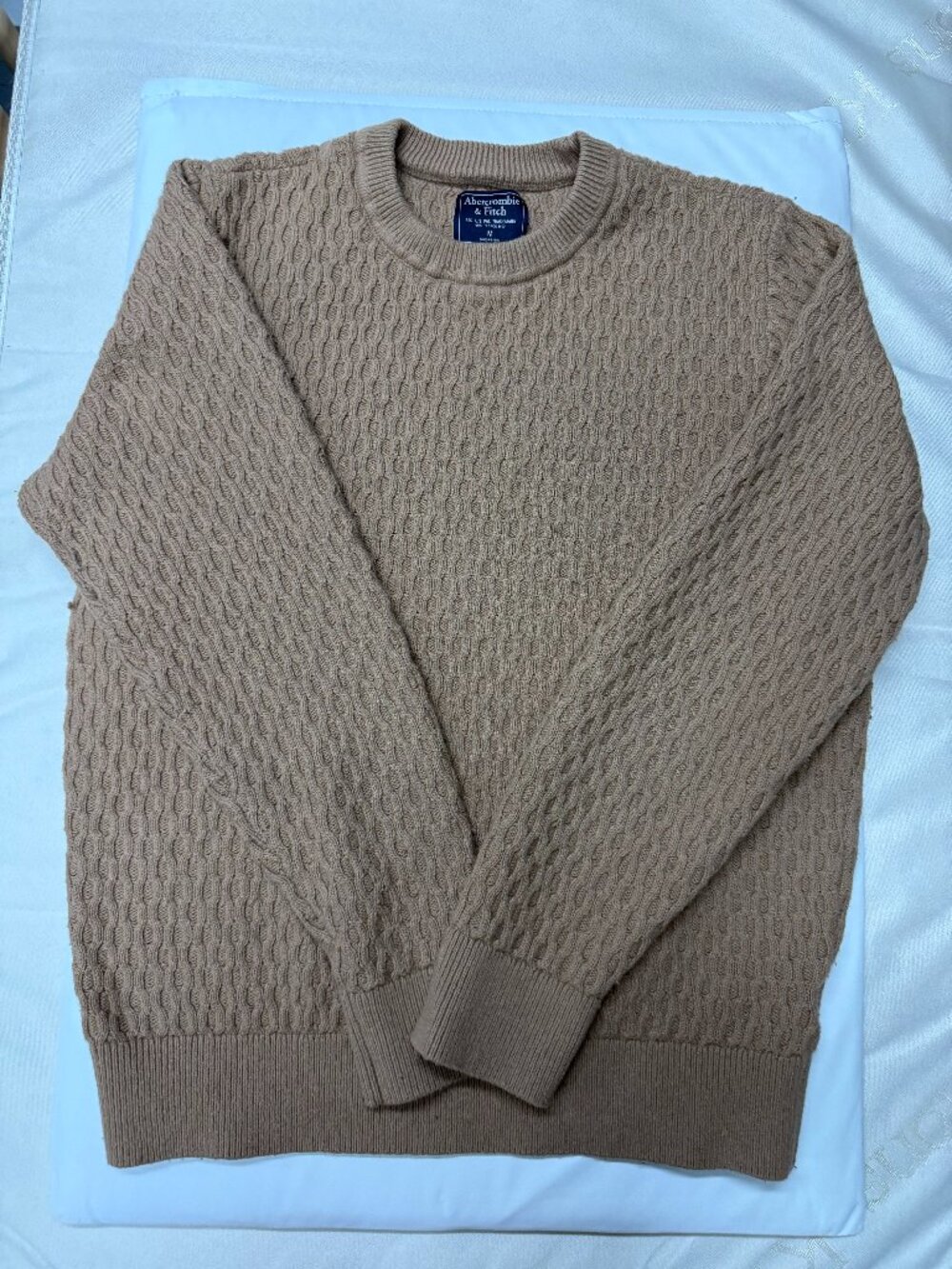 Abercrombie & Fitch Tan Honeycomb Knit Cotton Sweater Mens Sz M